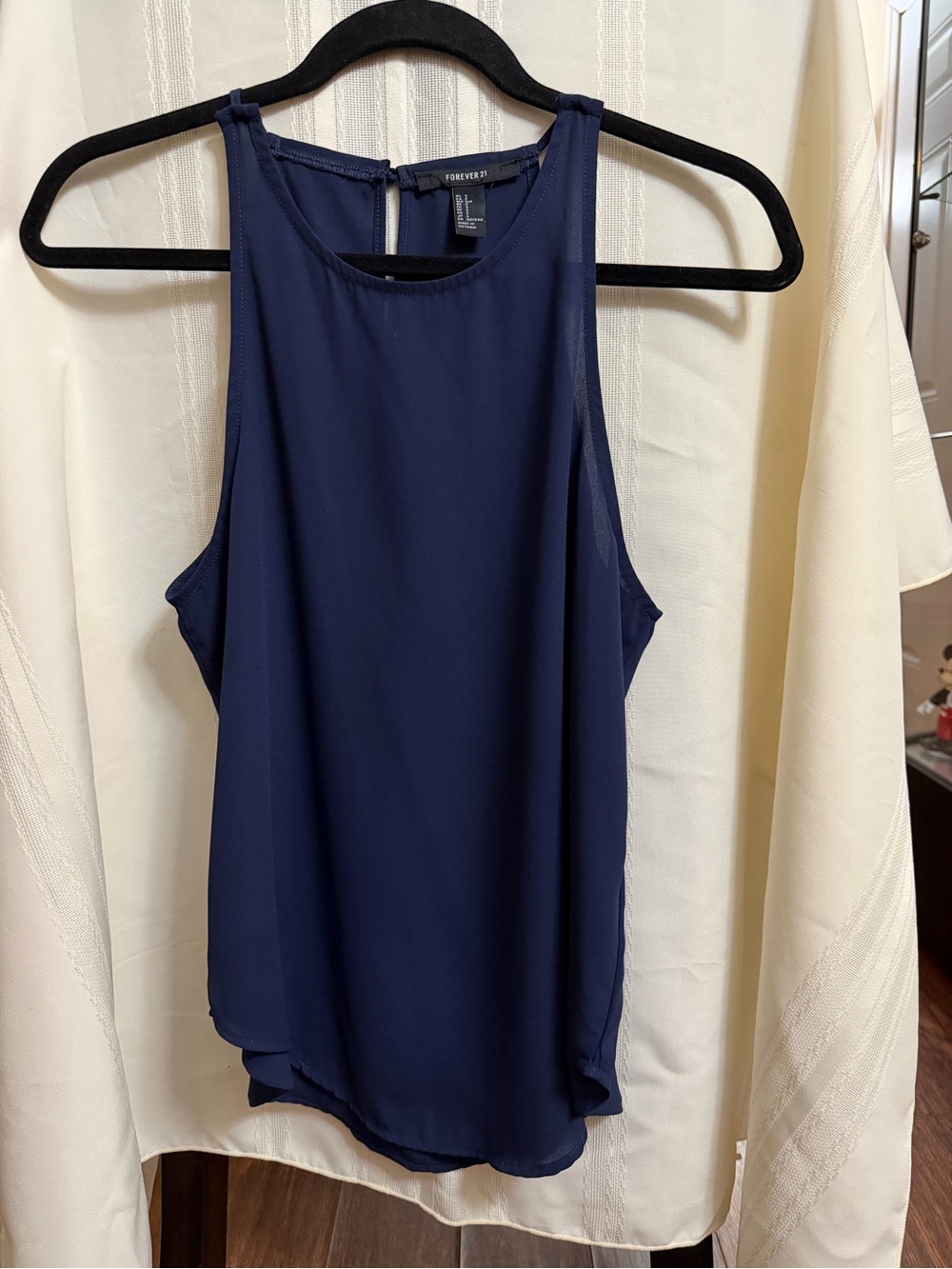 Forever 21 Navy High-Neck Sleeveless Chiffon Cami